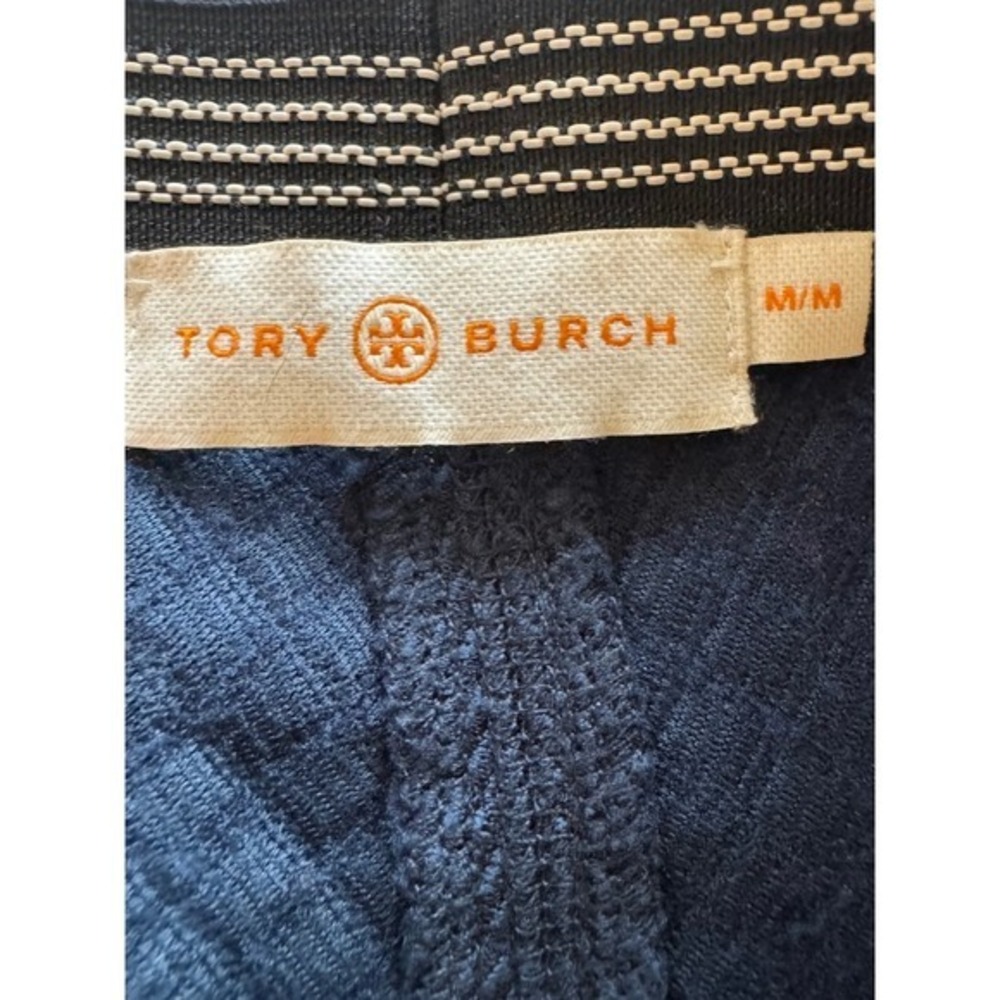 Tory Burch Quilted Chevron Pattern Pencil Skirt M/M Navy Blue Textured Knit - Picture 6 of 7